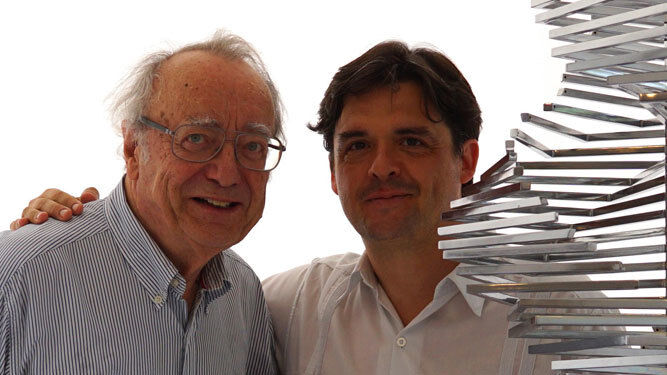 Alfred Brendel y Juan Carlos Garvayo en un reciente encuentro en Londres.