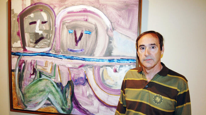 Rafael Gadea durante una exposición realizada en la ya desaparecida sala de exposiciones de CajaGranada.
