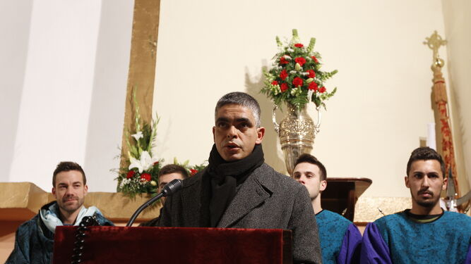 Miguel Ruiz Carreño durante la lectura del pregón en la tarde de ayer.