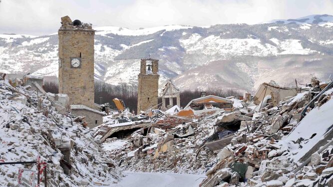 Imagen reciente de Amatrice, afectada por el terremoto de agosto