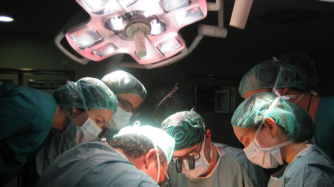 Profesionales médicos durante una intervención quirúrgica.