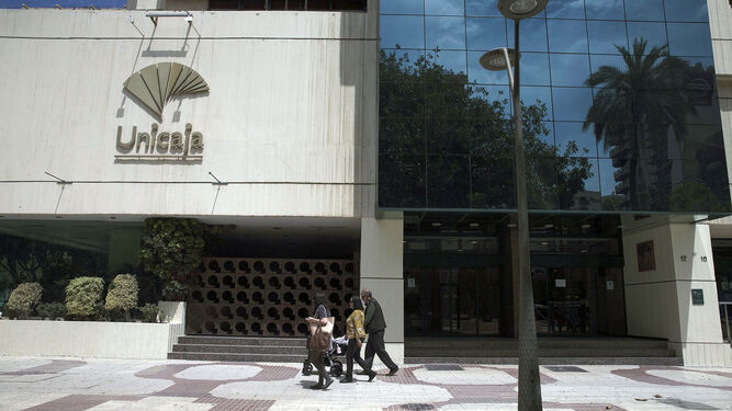 Vista de la sede central de Unicaja Banco en Málaga.