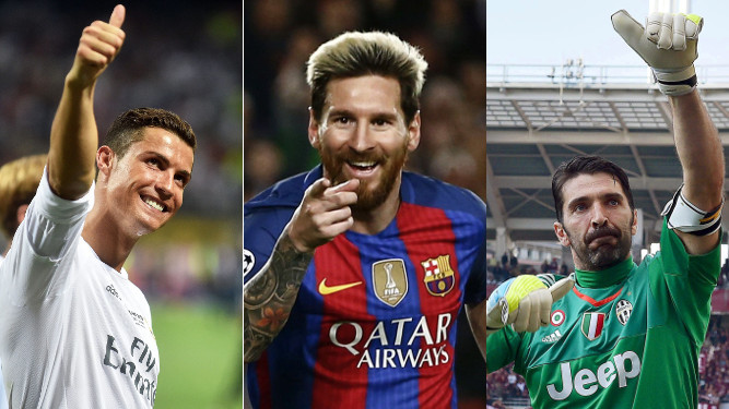 Cristiano Ronaldo, Leo Messi y Gianluigi Buffon.